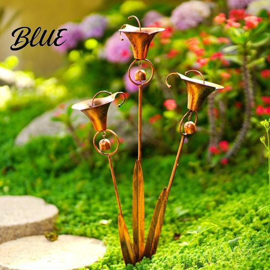 Vintage Copper Garden Decor Stake with Bells Soft Wind Chime Common Callalily Design Peaceful