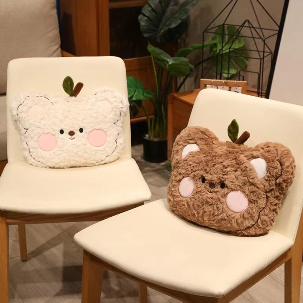 Blush Cheek Bear Plush Pillow Soft Curly Fluff Bear Face Plush Pillow Sofa Cushion Home Decor