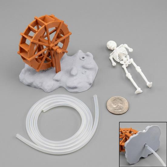 Yousheng Dynamic Skeleton Bubbler Aquarium Decoration Kinetic Skeleton Water Wheel Ornament Air-Driven Moving Skeleton Underwater Landscape Animated