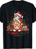 Unisex T-shirt Retro Santa Paw & Claw Cat Christmas T-Shirt - Suitable for - Round Neck Tee with Santa Cat Tree Lig