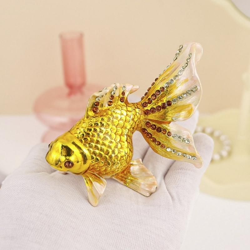 Multifunctional Goldfish Shape Jewelry Holder Delicate Jewelry Organizers Alloy Texture Suitable for Various Occasion