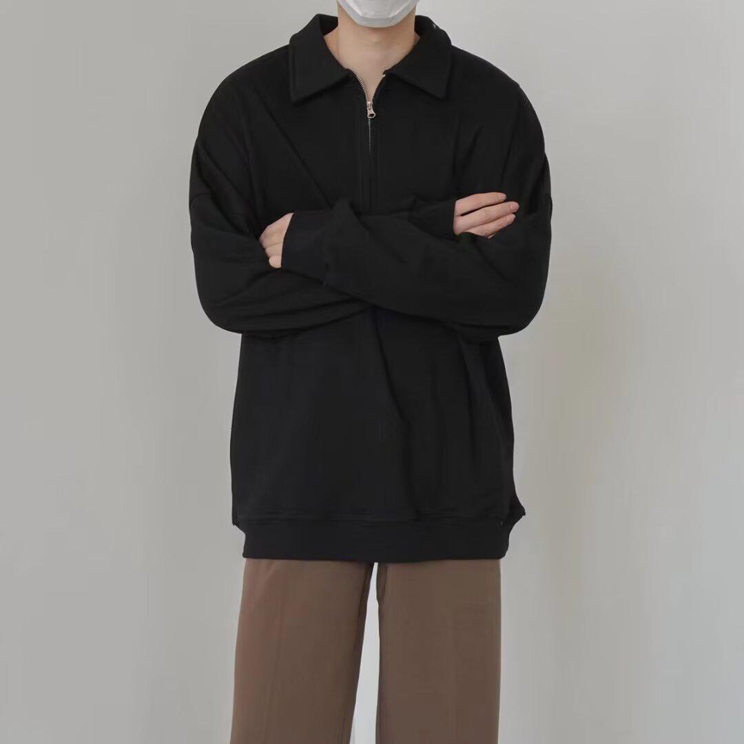 

Women s Oversized Japanese Retro Polo Collar Sweatshirt - Spring 2024 Edition M чорний