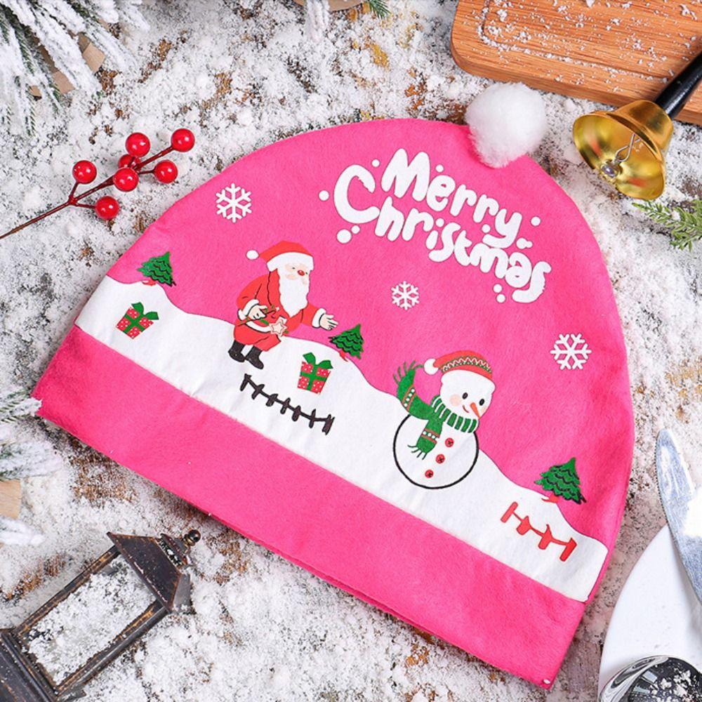 2pcs/set Cartoon Christmas Car Seat Cover Snowman Car Chair Christmas Hat  New Year