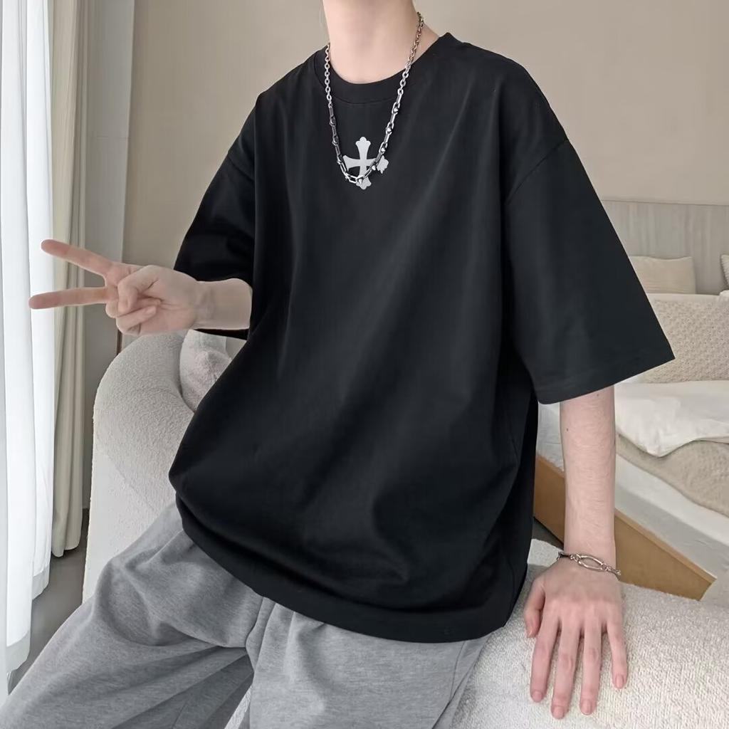 Men'S Trendy Letter Round Neck Printed Short Sleeved T-Shirt For Summer Ins Loose Casual Top