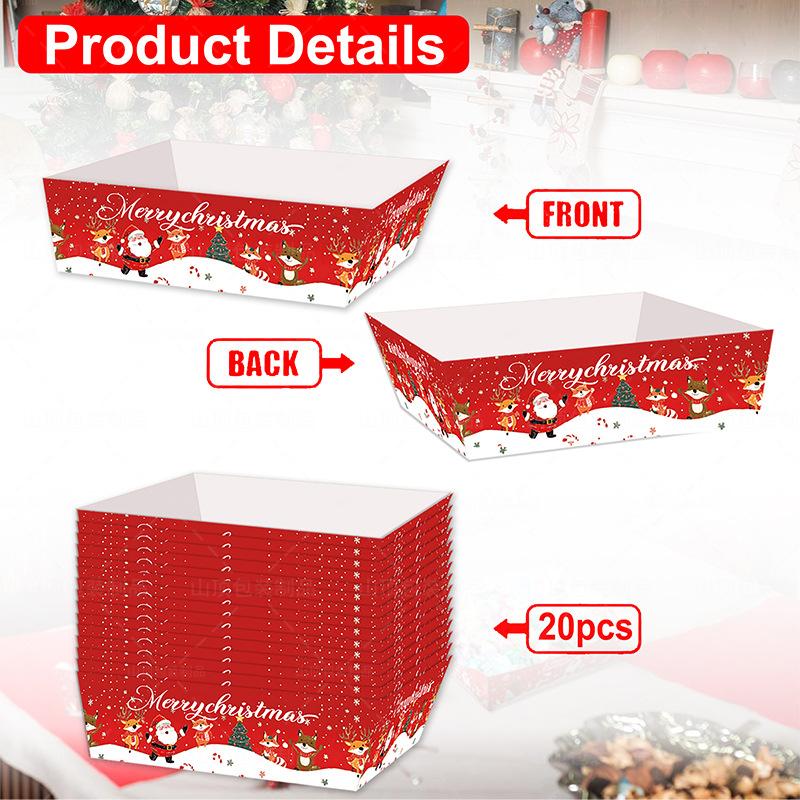 

20 Christmas food and snack trays, disposable paper trays for Christmas party snacks 20pcs/pack
