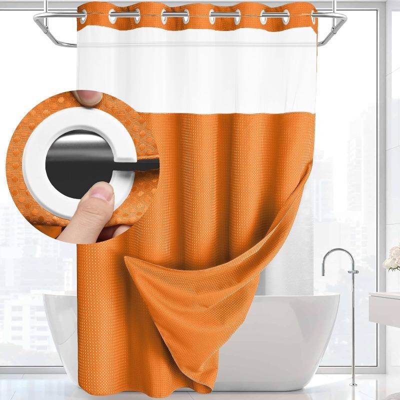 Double Layer Grommet Shower Curtain Bathroom Waterproof Mold‑Resistant Toilet Partition Curtain