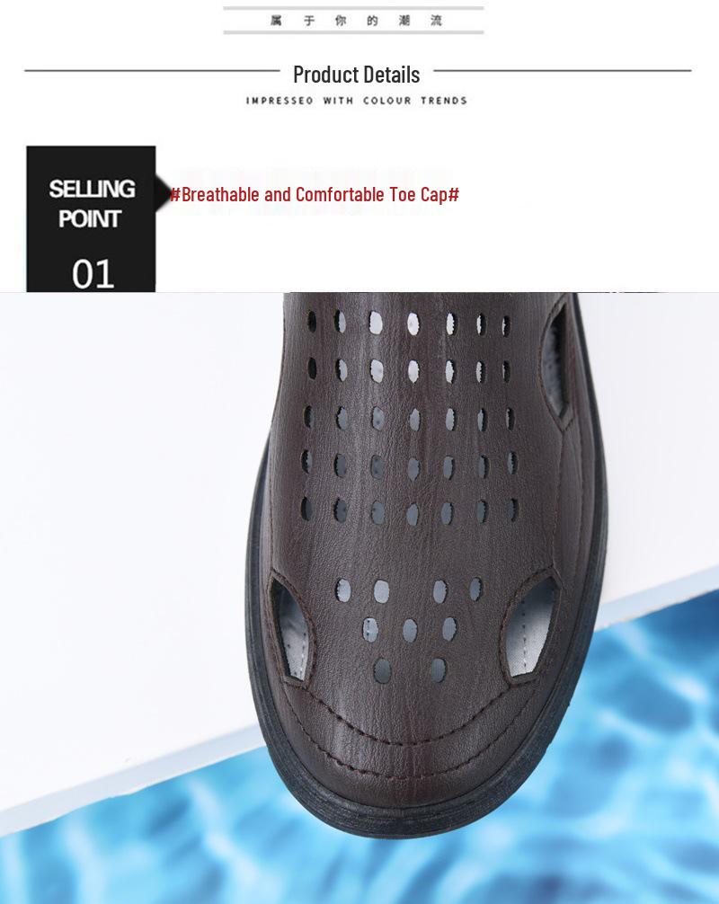 2025 Summer Men's Breathable Casual Beach Sandals - Hollow-out Outdoor Shoes