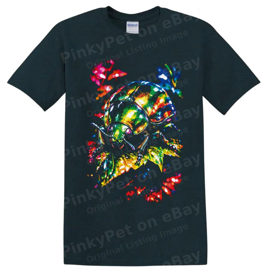 Beetle T Shirt Colorful Neon Botanical Insect Art Nature Lover Graphic Tee Gift