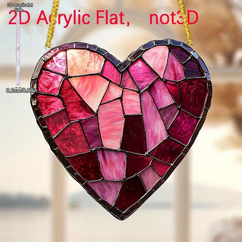 Romantic Pink Heart Sun Catcher - Perfect for All Seasons, Ideal Valentine'S Day, Ramadan, Easter Party Decorations, No Power Needed, Four Seasons