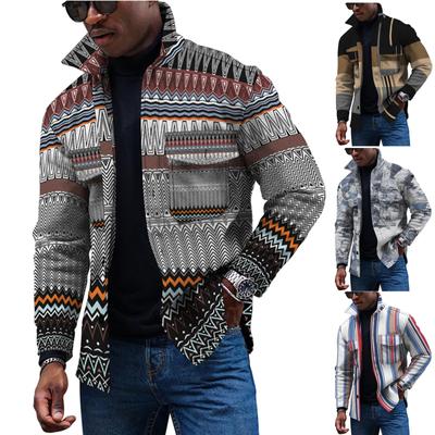 Men's Fashion Trend Daily Casual Printed Long Sleeve Button Down Jacket