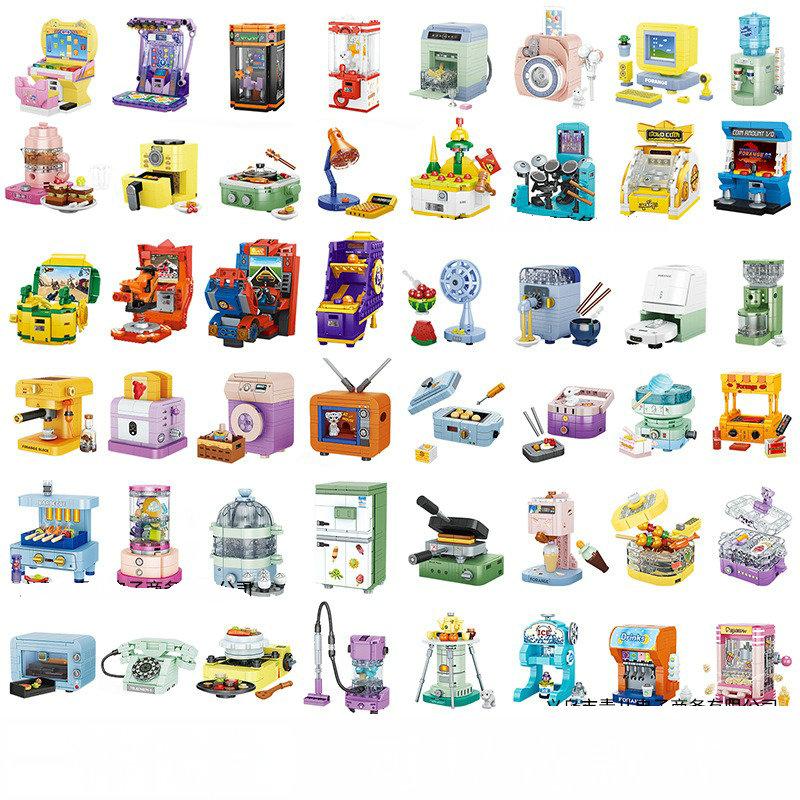 Mini Appliances Home Electrical Appliances Furniture Tv Assembly Ornament Toys Children Gift Model Building Block Bricks Sets
