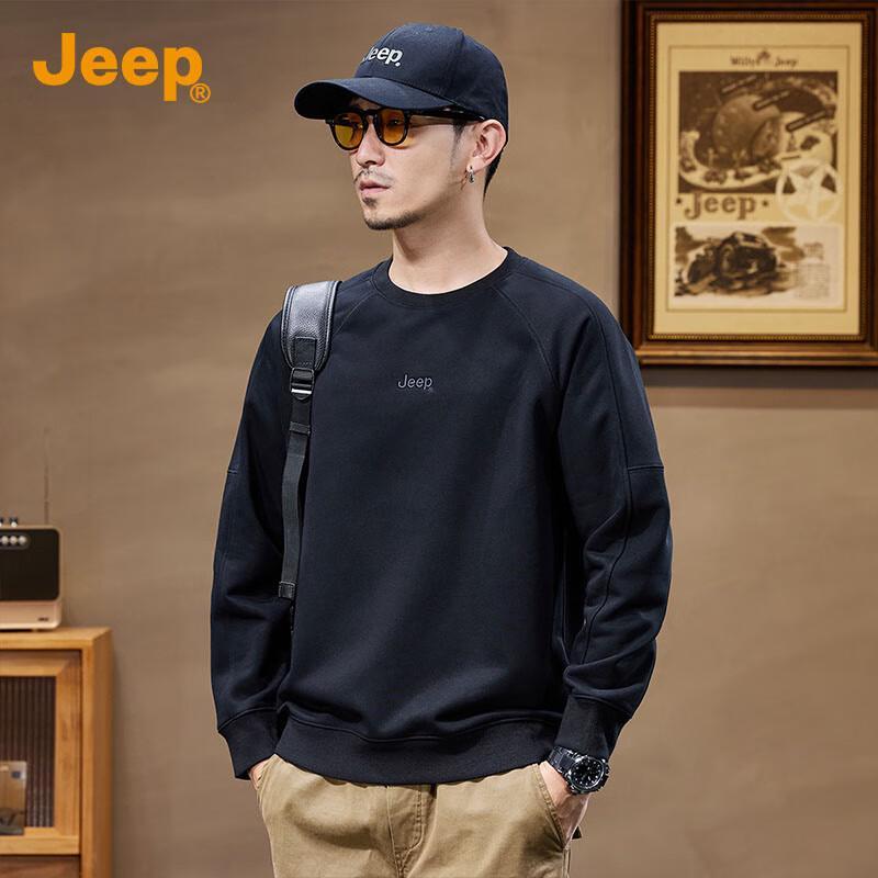 Jeep Men's Loose Fit Long Sleeve Round Neck Sweatshirt
