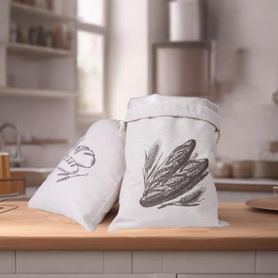 Reusable Bread Storage Bag Cotton TPU Fabric Drawstring Closure For Baguettes Rolls Toast Freshness Kitchen Essential
