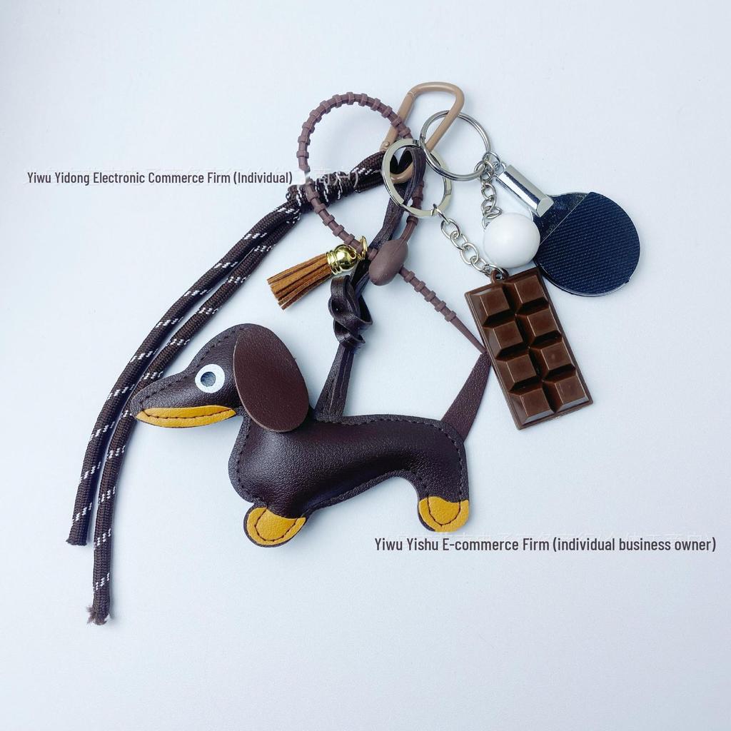 Dackel-Schlüsselanhänger aus PU-Leder: Niedliches grenzüberschreitendes Autozubehör und kreatives Taschenornament.
