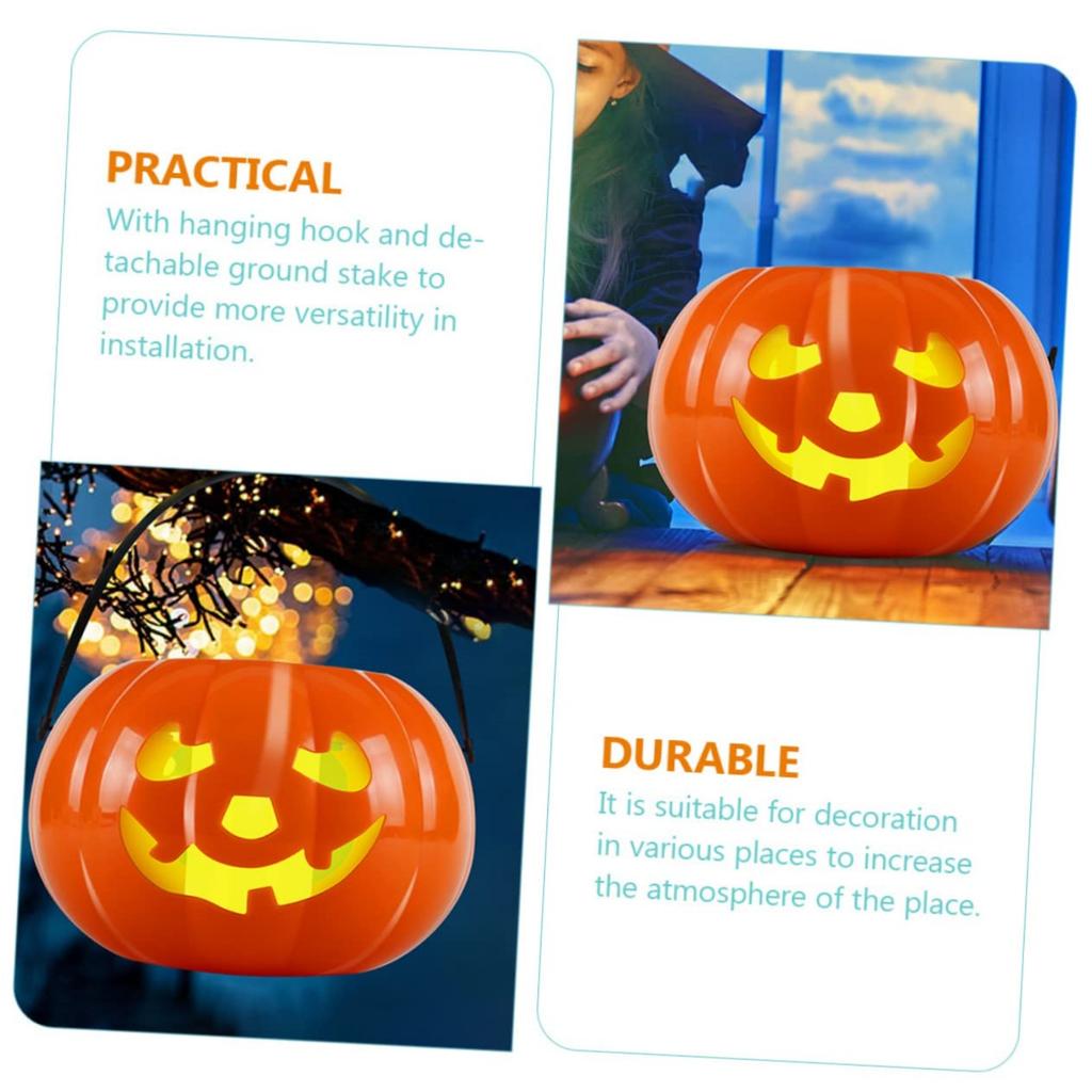 Pumpkin Flame Lights, Outdoor Garden Stake and Hanging Decor, Flickering LED for Halloween Fall Festive