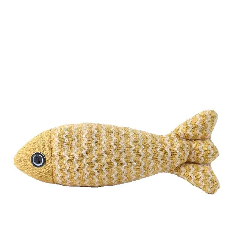 Linen Fish Cat Teaser with Catnip Plush Toy