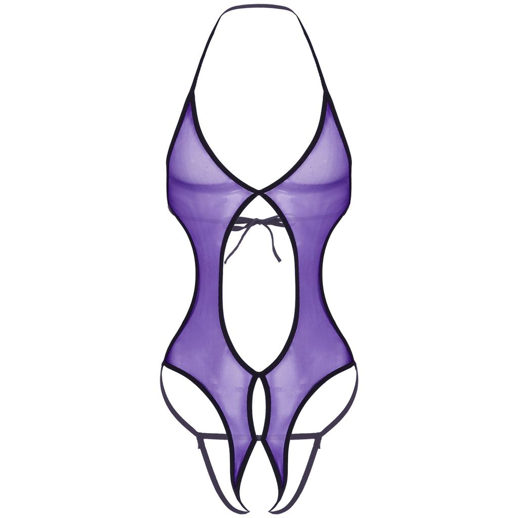 Men's Mesh Transparent Sissy Bodysuit Sexy Lingerie Open Crotch Underwear