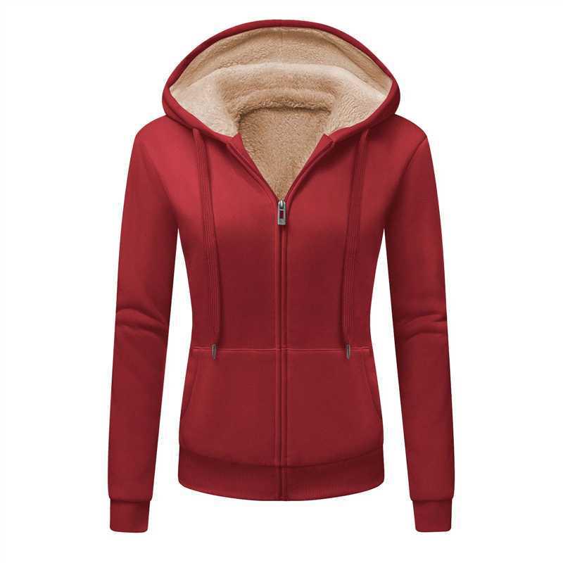 2025 Women's Thickened Zipper Hoodie with Logo Print - European & American Autumn/Winter Casual