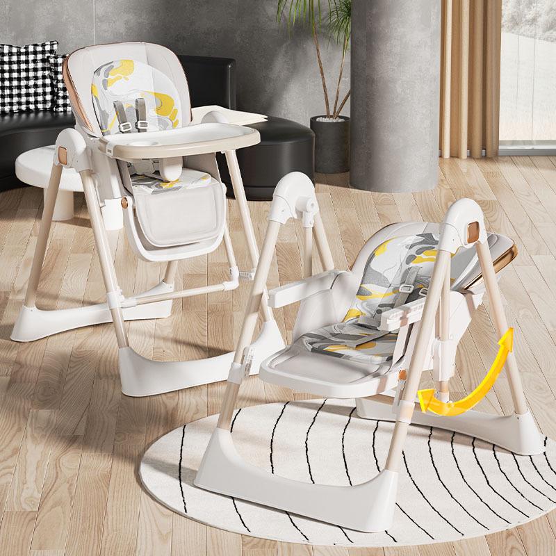 Foldable 2-in-1 Baby High Chair & Rocker for Ages 0-6: Convertible Dining & Reclining Seat