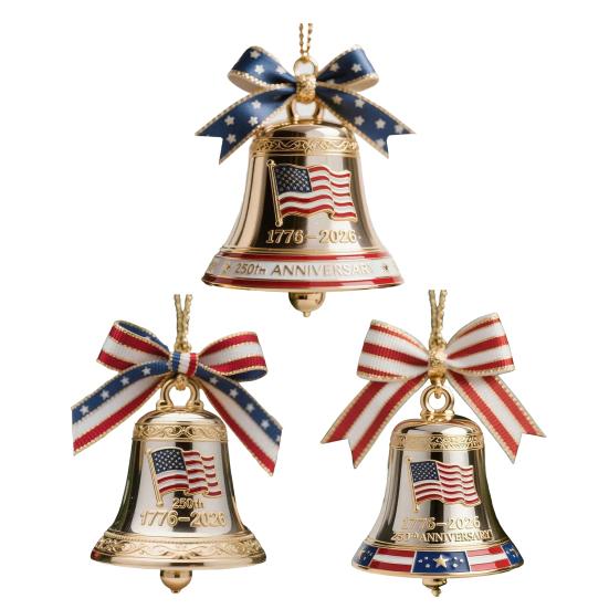 United States 250th Anniversary Bell Ornament Commemorative Patriotic Christmas Tree Hanging Bell Decoration Holiday Party Pendant