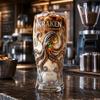 Klarer Glas-Getränkebecher mit maritimen Details, Akzent für den Getränkeservice, Styling für die Kaffeeecke und Regaldekoration