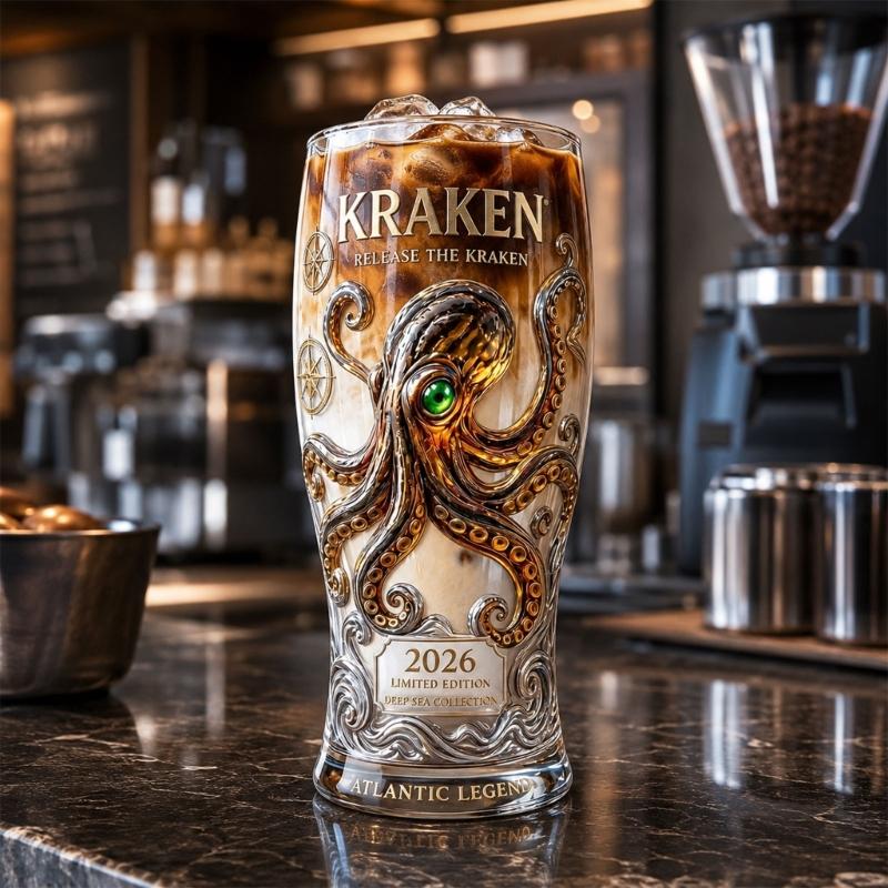 Klarer Glas-Getränkebecher mit maritimen Details, Akzent für den Getränkeservice, Styling für die Kaffeeecke und Regaldekoration