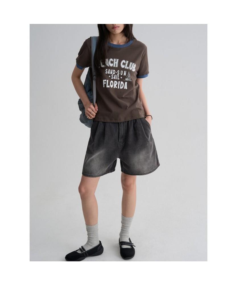 8SECONDS Double-Pleat Denim Shorts Gray