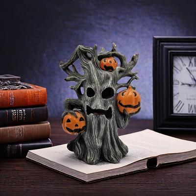 Halloween Kürbisbaum Monster Figur, Vintage Harzstatue für Heim-, Bürodekoration, Perfekt für Feiertagsausstellung für Weihnachten, Halloween-Dekorationen