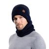 Conjunto de Gorro de Inverno Tricotado e Cachecol com Forro de Fleece para Uso ao Ar Livre em Clima Frio