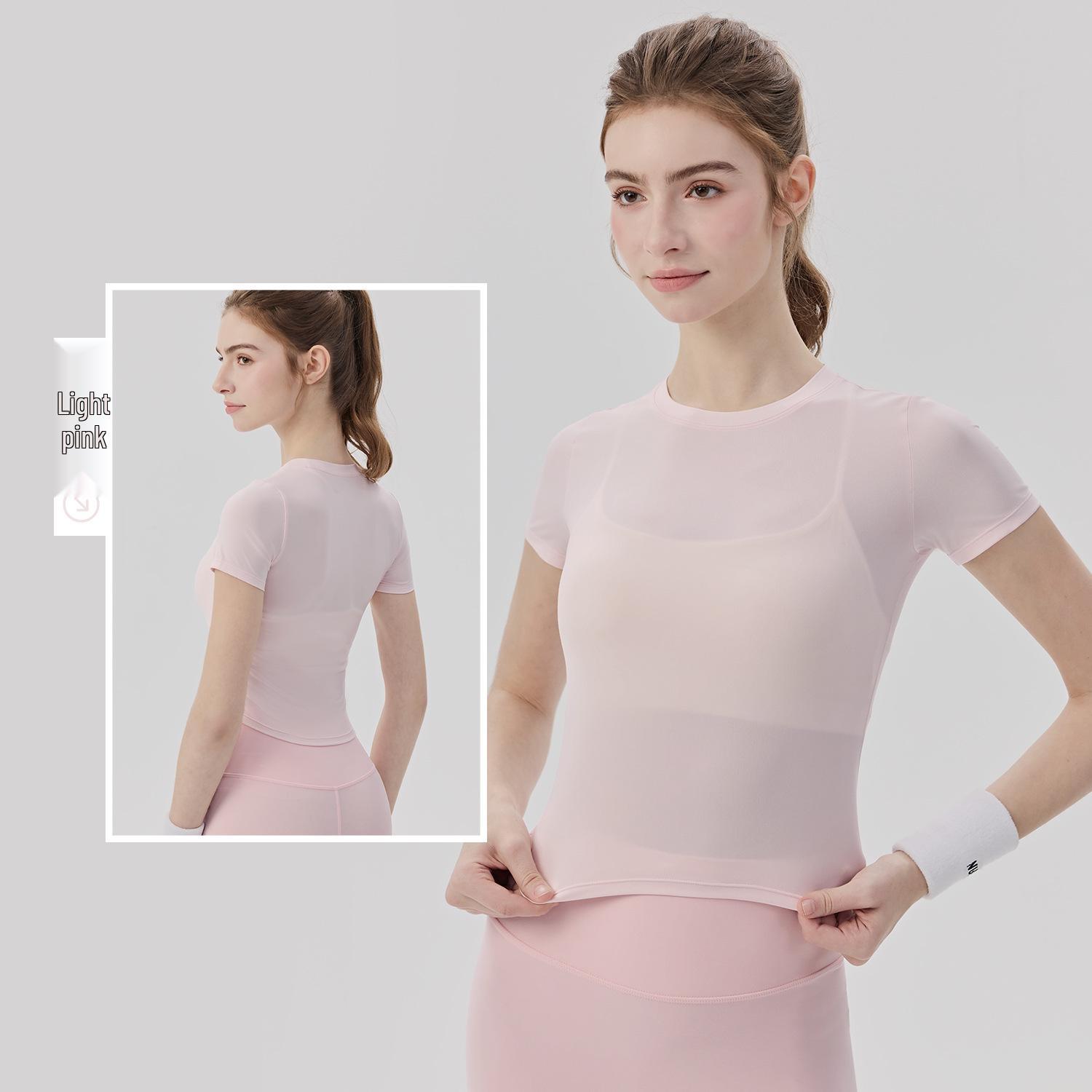 Women s Lightweight Slim Fit Yoga Top - Short Sleeve, Solid Color, Simple Design L/8