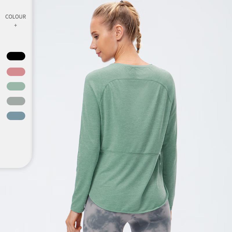 Yudong Women's Loose Quick-Dry Long-Sleeve Fitness T-Shirt