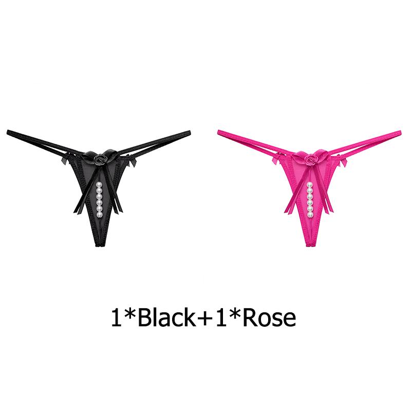 Sexy Bow Beading Lingerie Female Underwear Women's Panties Solid Low Waist G-string Thongs Ladies
