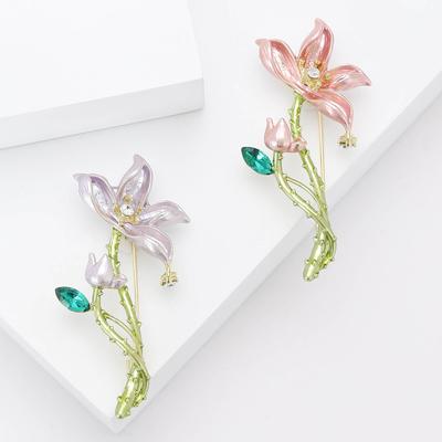 National Style Fashion Enamel Lotus Brooch High-End Exquisite Women'S Cheongsam Jacket Corsage Jewelry Plant Pin
