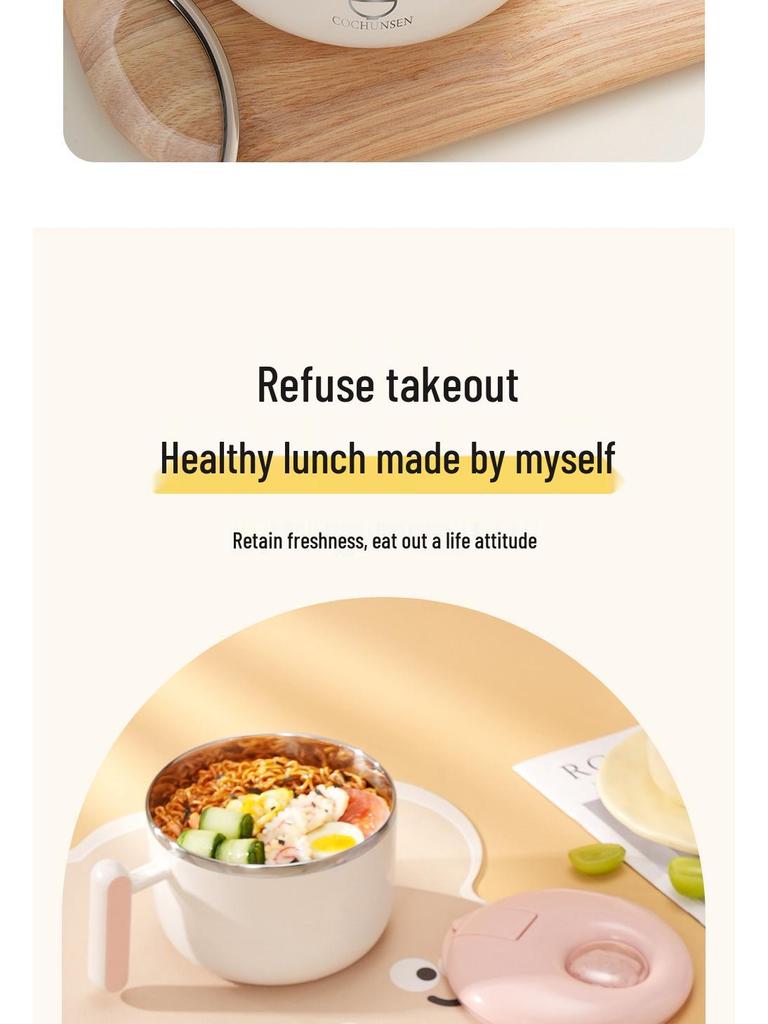 Portable Stainless Steel Noodle Bowl with Lid - Student Lunch Box Edition