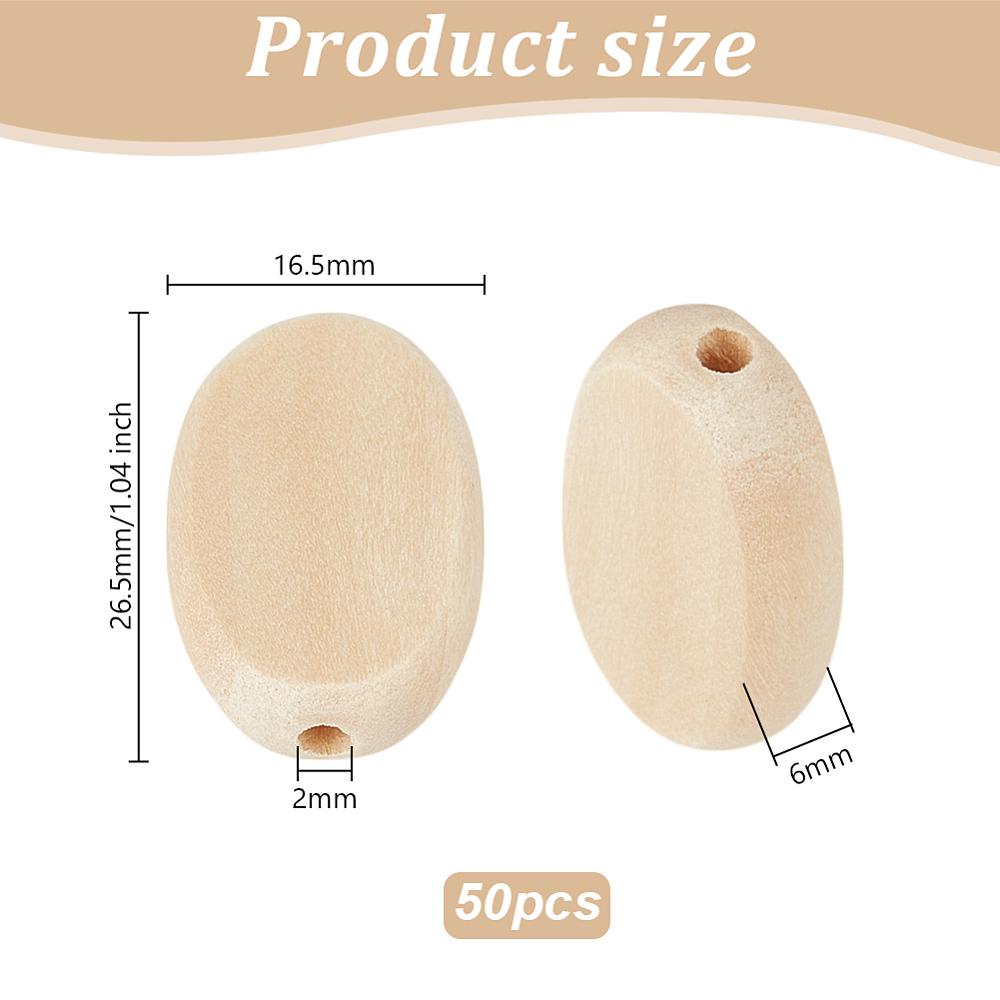 Wood Beads Oval Old Lace 26.5x16.5x6mm Hole: 2mm