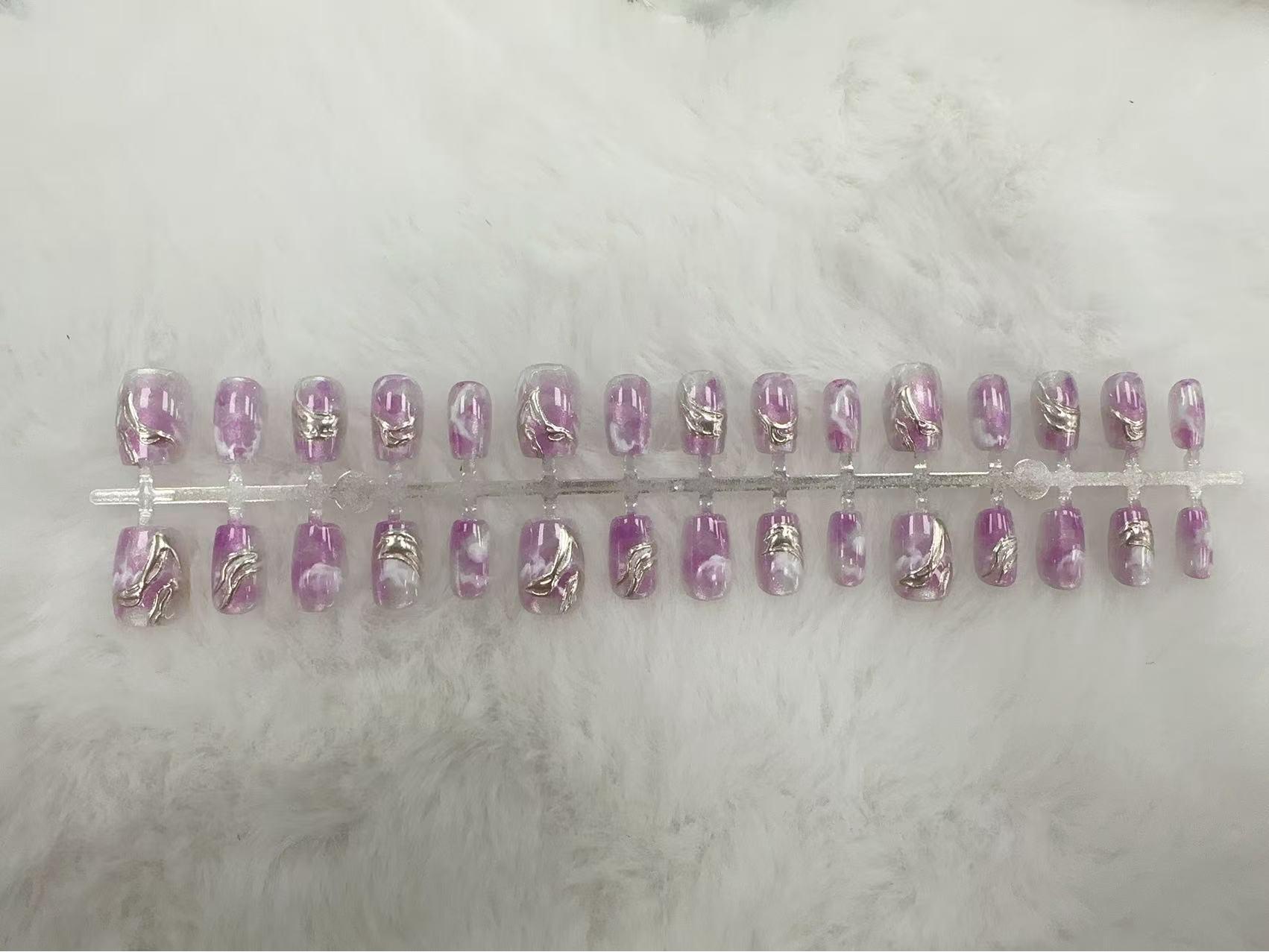 

Позолоченные французские кошачий глаз ручной работы съемные короткие накладные ногти