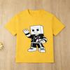Kids Roblox Black Tshirt Gold Character Print Short Sleeve Casual Tee for Boys Girls