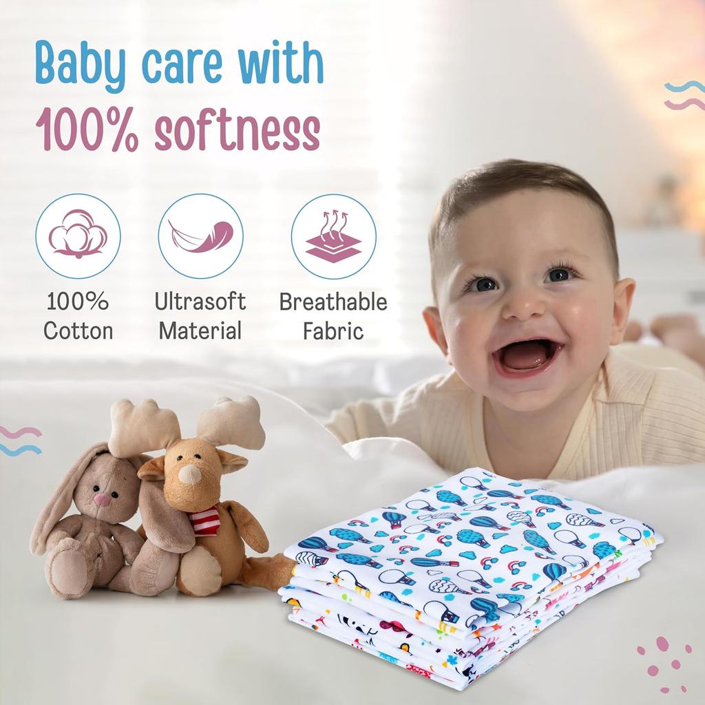 LuvLap Hosiery Cotton Baby Washcloths 7 Pcs Set, Soft Reusable Face Towels For Newborns, Skin Friendly Absorbent 22x22cm
