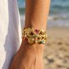 Übertriebene Metallschale Seestern Offene Armreifen für Damen Edelstahl Geometrisch Hohl Wickel Manschettenarmband Sommer Handgelenkschmuck