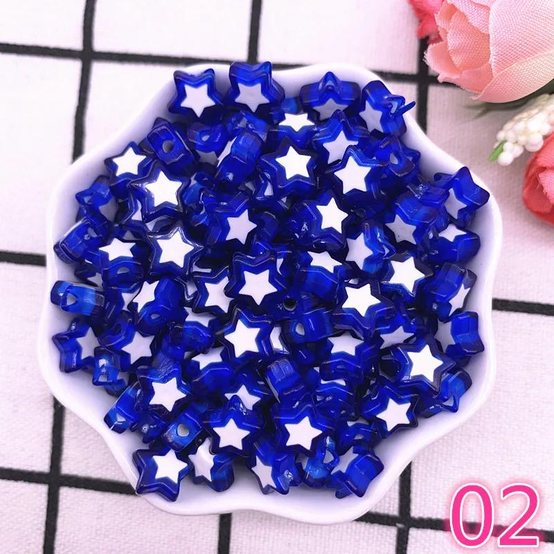 50pcs Five-pointed Star Acrylic Beads Loose Spacer Beads for Jewelry Making DIY Bracelet Accessories