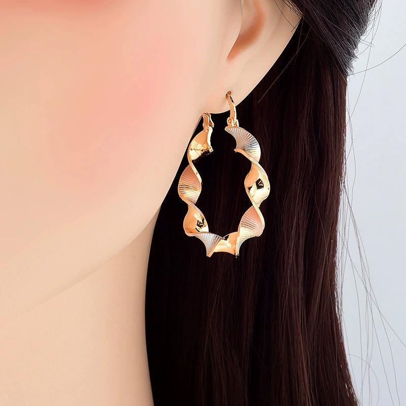 1 Pair Trendy Bohemian for Women Fashion Earrings Creative Vintage Jewelry Twist Hoop  Accessories