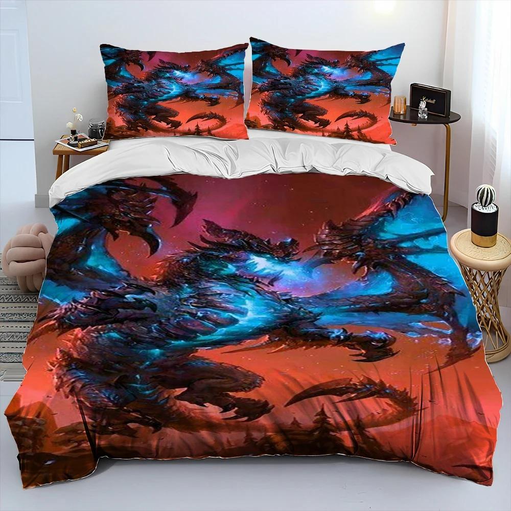 World of Warcraft,WOW ,Game Printed Comforter Bedding Set,Duvet Cover Bed Set Quilt Cover Pillowcase,king Queen Size Bedding Set