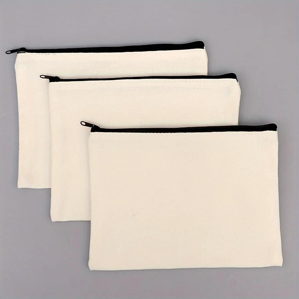 1 Stück-Bleistiftaufbewahrungstasche, Schüler-Schreibwarentasche, Reißverschluss-DIY-Graffiti-Stifttasche, Baumwoll-Stifttasche, leere Aufbewahrungs-Canvas-Stifttasche