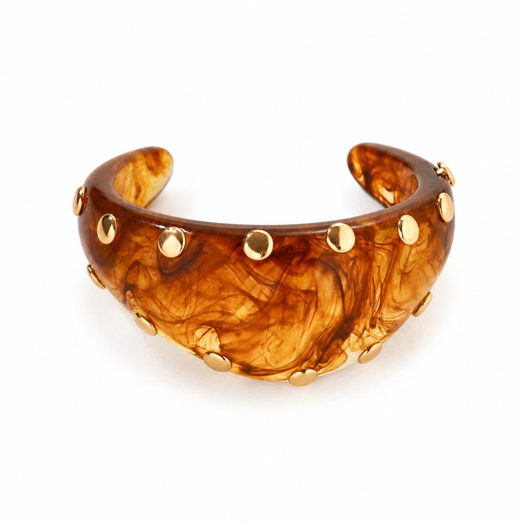 Hot-selling Retro Smudged Resin Willow Nail Wide Bracelet Irregular Opening Simple Light Luxury Temperament Jewelry