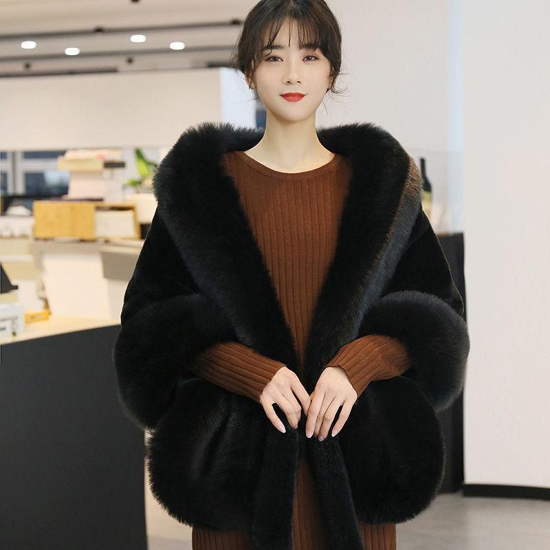 Wedding Shawl Women's Autumn and Winter Imitation Fox Hair Mink Fur Coat Bride Wedding Dress Fashion Warm Cheongsam