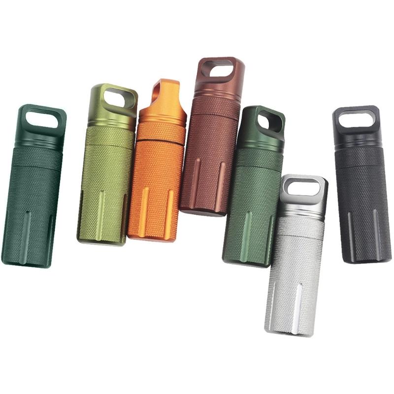 Pocket Pills Case Holder Waterproofs Aluminum Alloy Pills Box Keychains Portable Seal Medicine Storage Bottles
