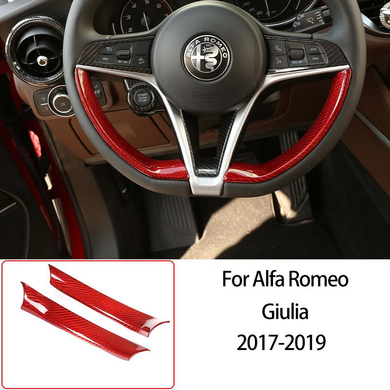For Alfa Romeo Giulia 2017-2025 Red Real Carbon Fiber Car Interior Trim Sticker Accessories Car Modification