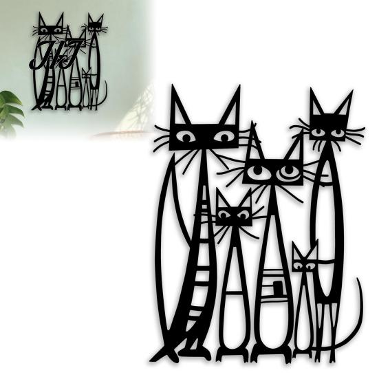 Decorative Cat Art for Bedroom Metal Cartoon Wall Decor Living Room Bedroom, Creative Unique Lover Gifts Silhouette Sculpture, Minimalist Animal
