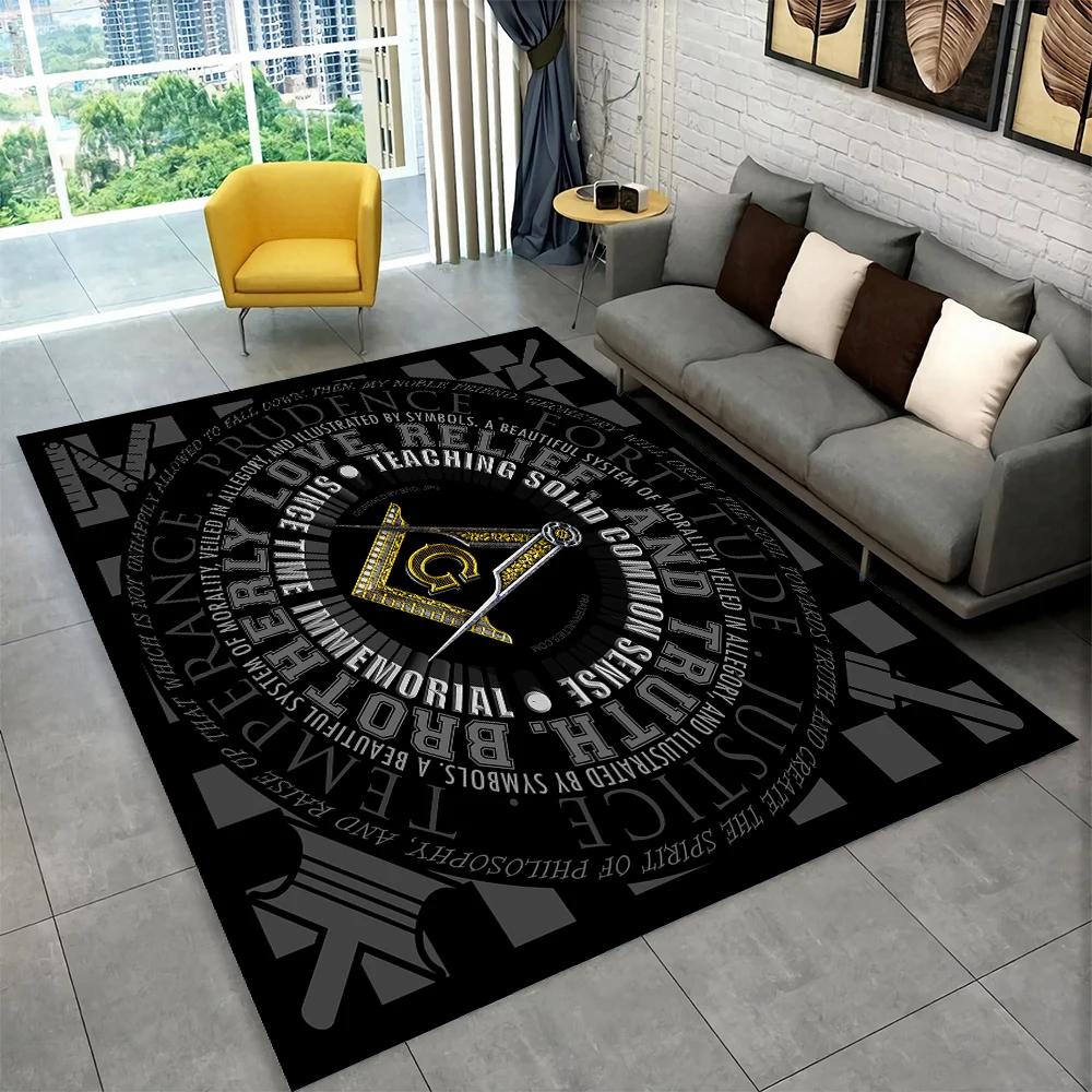 3D Freemason Masonic Illuminati Ring Area Rug,All Seeing Eye Carpet Rug for Living Room Bedroom Doormat Decor,Non-slip Floor Mat