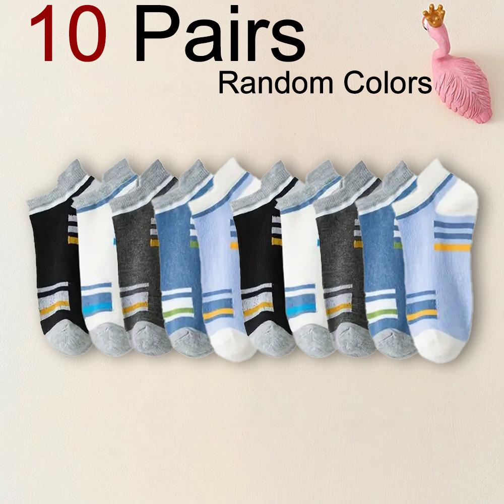 

10/20/30 Pairs Men Sports Style Ankle Socks Fashionable Stripes Comfortable Odor Proof Sweat Absorbing Breathable Casual Socks One Size